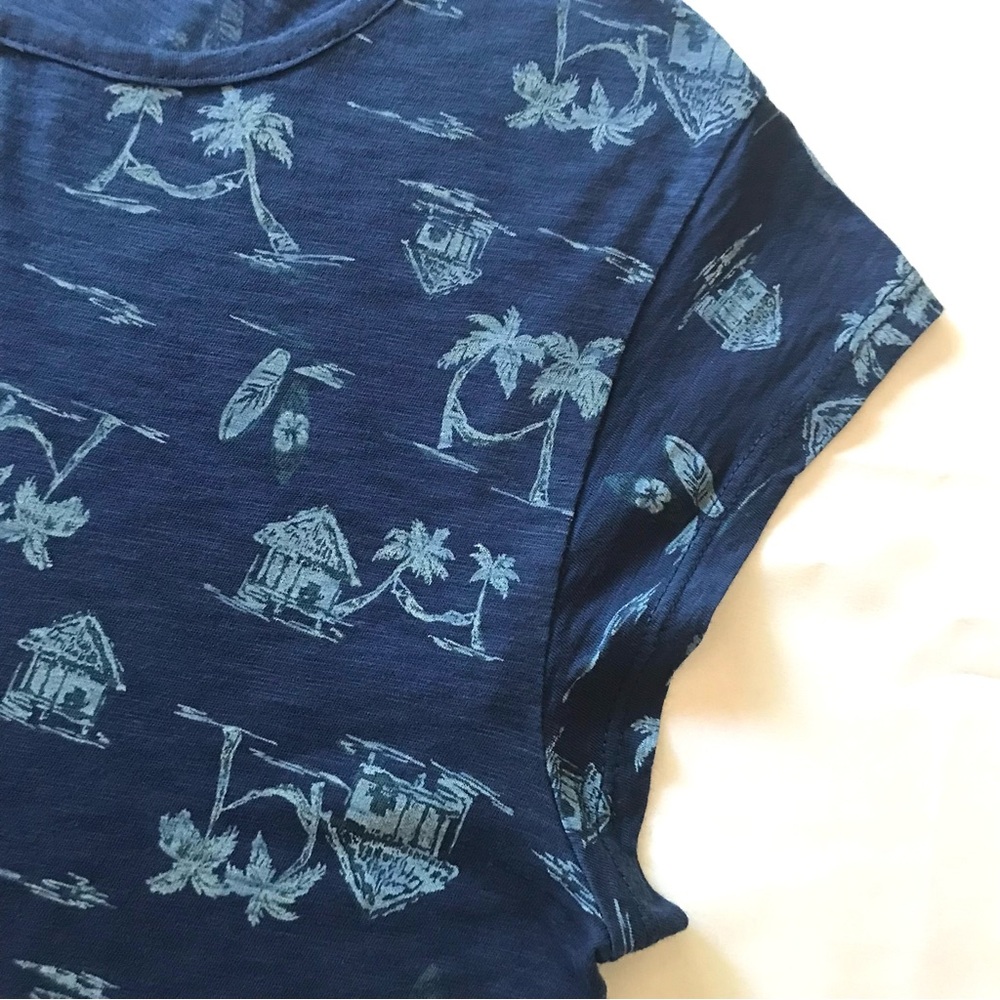 Fresh Produce Vintage Print Split Neck Tee Navy S - Picture 4 of 9